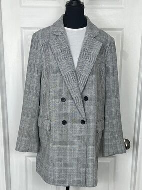 H&M Plaid Longline Blazer